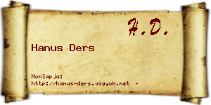 Hanus Ders névjegykártya